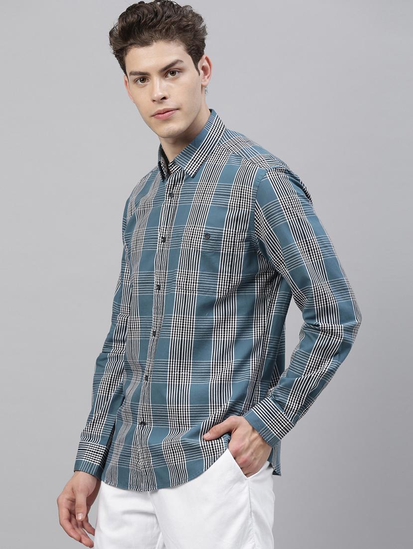 blue checkered casual shirt - 17594815 - Zoom Image - 2