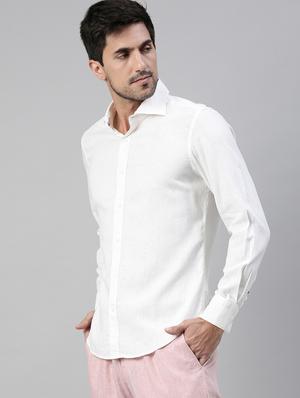 white solid casual shirt - 17594829 - Standard Image - 2