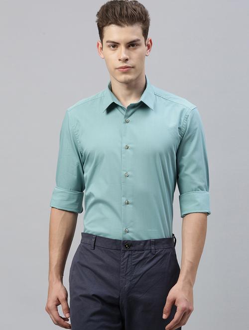 green solid casual shirt - 17594890 - Standard Image - 1