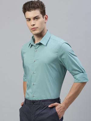 green solid casual shirt - 17594890 - Standard Image - 2