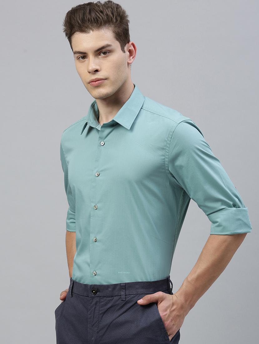 green solid casual shirt - 17594890 - Zoom Image - 2
