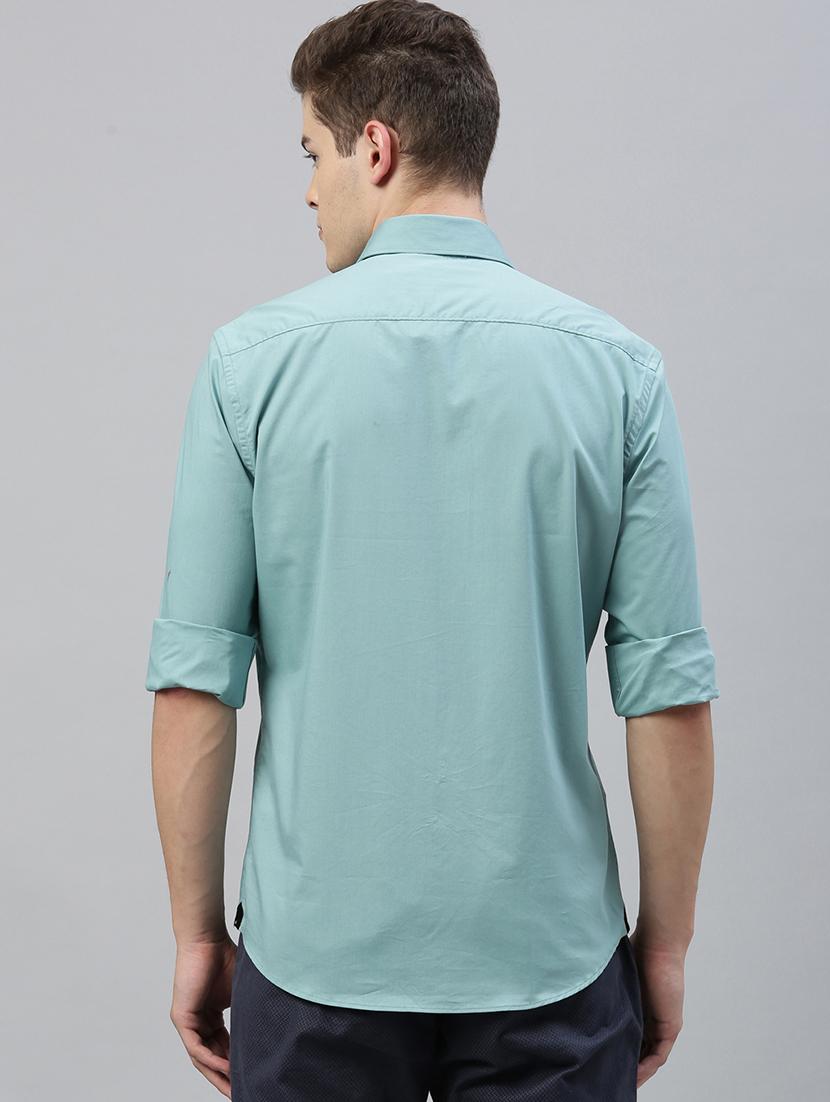 green solid casual shirt - 17594890 - Zoom Image - 3