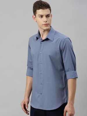 blue solid casual shirt - 17594892 - Standard Image - 2