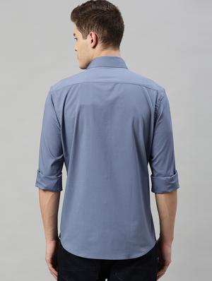 blue solid casual shirt - 17594892 - Standard Image - 3