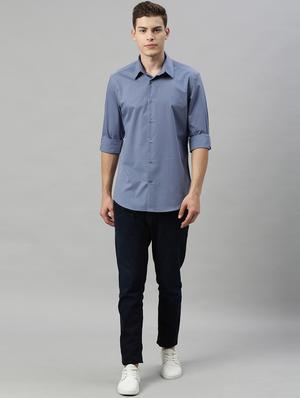 blue solid casual shirt - 17594892 - Standard Image - 4