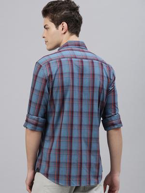blue checkered casual shirt - 17594924 - Standard Image - 3