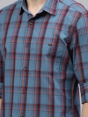 blue checkered casual shirt - 17594924 - Standard Image - 4