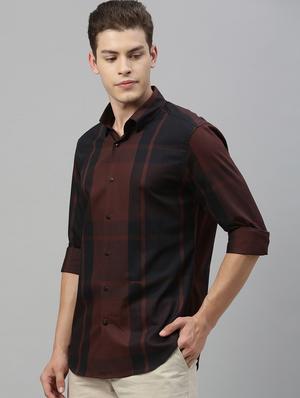 brown checkered casual shirt - 17594935 - Standard Image - 2