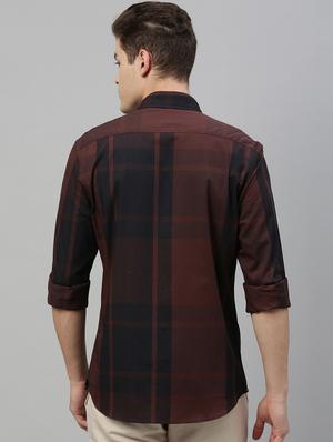 brown checkered casual shirt - 17594935 - Standard Image - 3