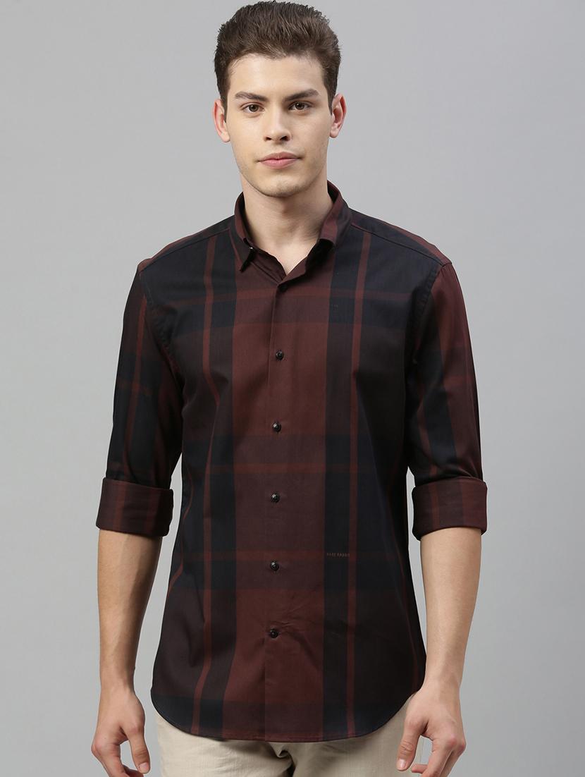 brown checkered casual shirt - 17594935 - Zoom Image - 1