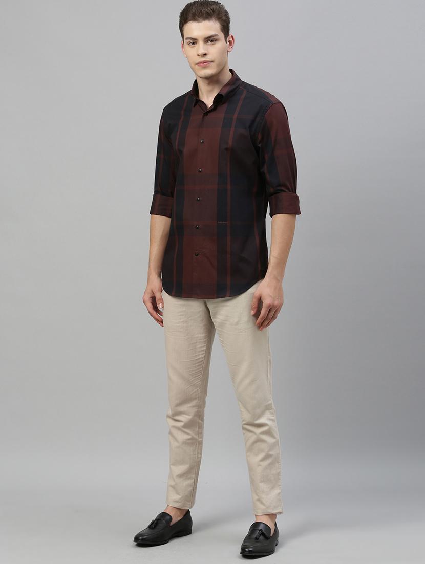 brown checkered casual shirt - 17594935 - Zoom Image - 4