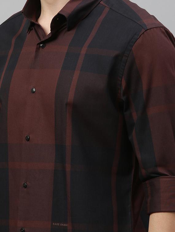 brown checkered casual shirt - 17594935 - Zoom Image - 5