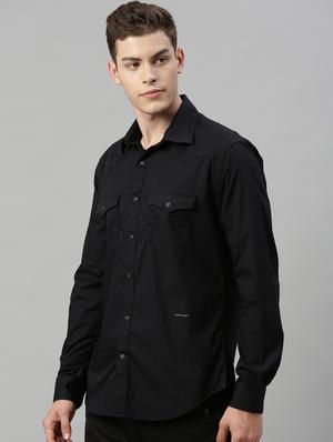 black solid casual shirt - 17594946 - Standard Image - 2
