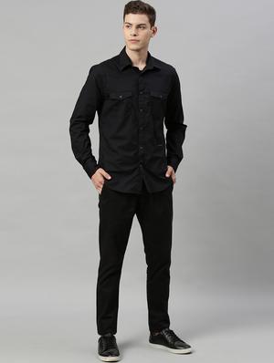 black solid casual shirt - 17594946 - Standard Image - 4