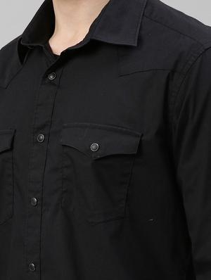 black solid casual shirt - 17594946 - Standard Image - 5