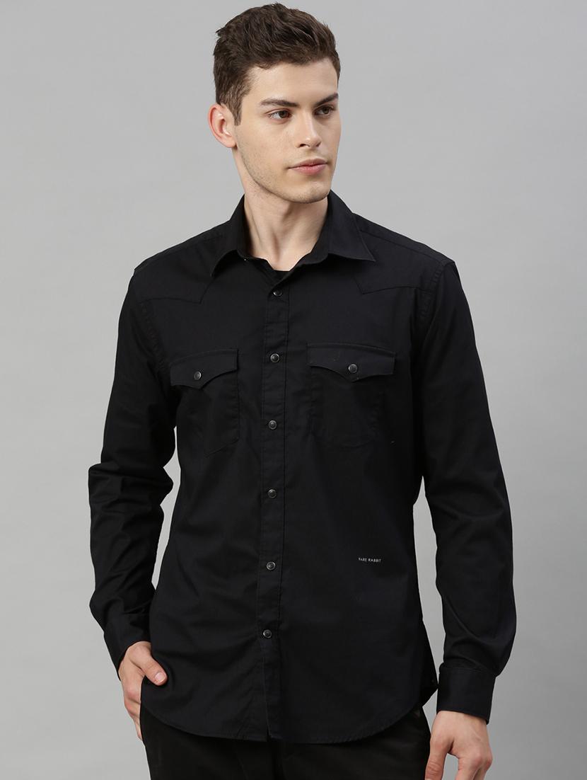 black solid casual shirt - 17594946 - Zoom Image - 1