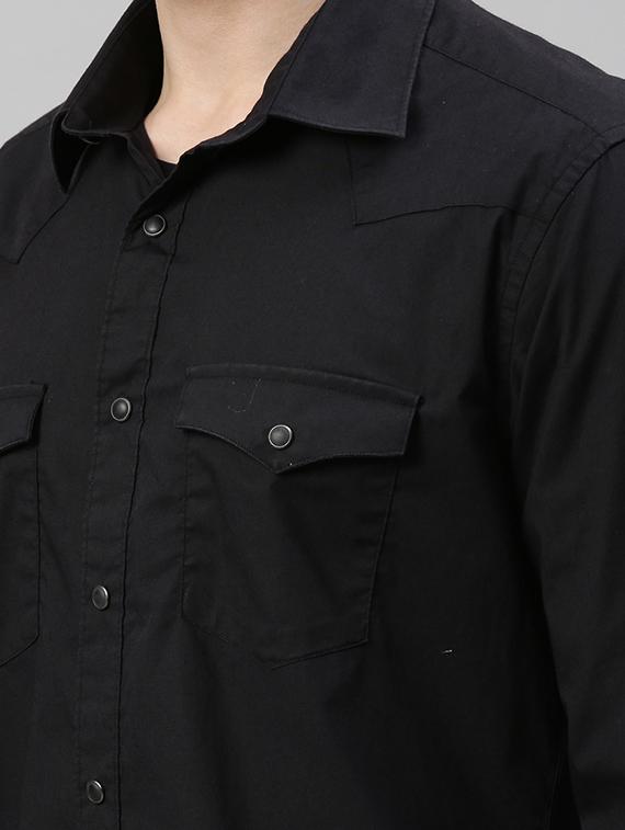 black solid casual shirt - 17594946 - Zoom Image - 5