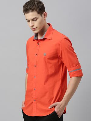 orange solid casual shirt - 17594949 - Standard Image - 2