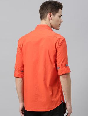orange solid casual shirt - 17594949 - Standard Image - 3