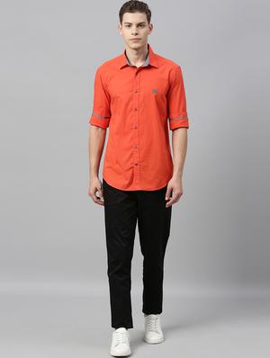 orange solid casual shirt - 17594949 - Standard Image - 4