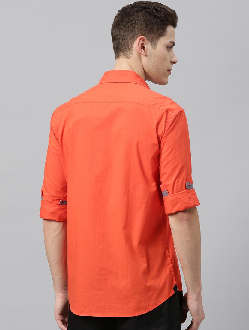 orange solid casual shirt - 17594949 - Zoom Image - 3