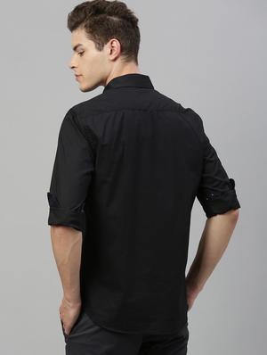 black solid casual shirt - 17594954 - Standard Image - 3