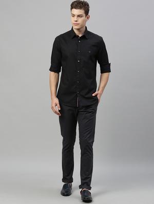 black solid casual shirt - 17594954 - Standard Image - 4