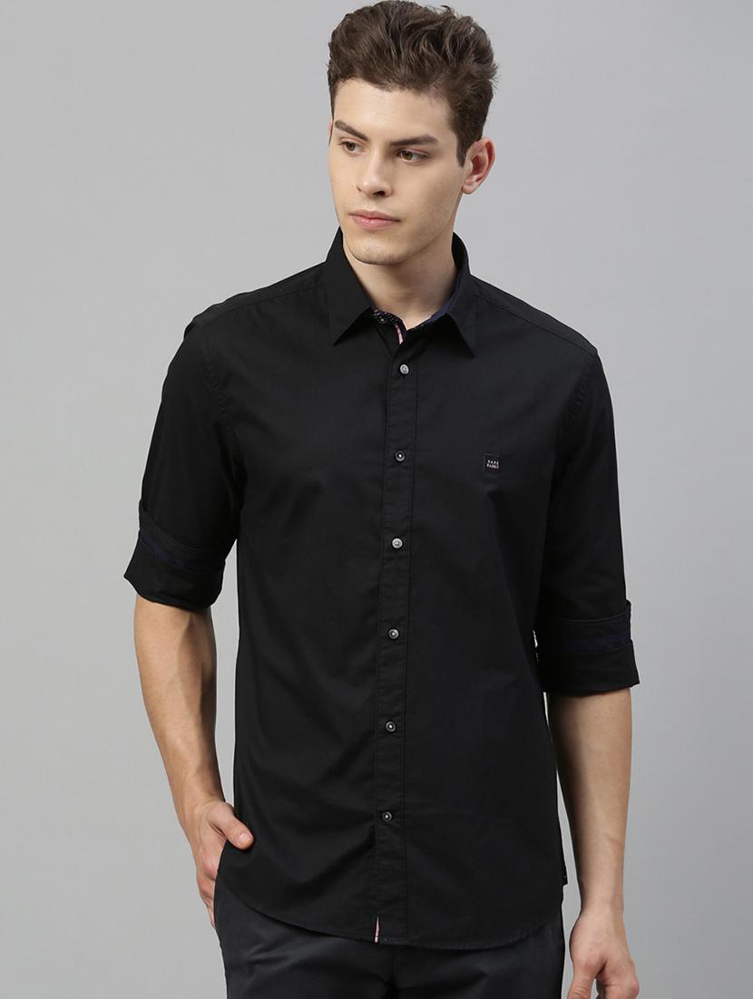 black solid casual shirt - 17594954 - Zoom Image - 1
