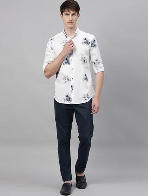 white floral print casual shirt - 17594997 - Standard Image - 4