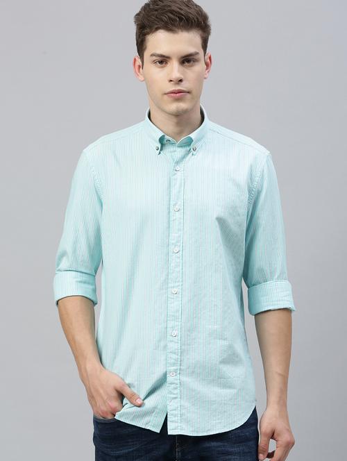 light blue striped casual shirt - 17595013 - Standard Image - 1