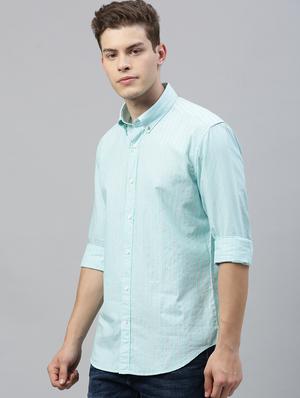 light blue striped casual shirt - 17595013 - Standard Image - 2