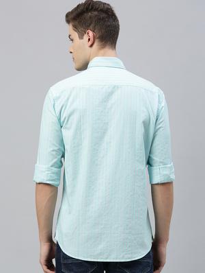 light blue striped casual shirt - 17595013 - Standard Image - 3
