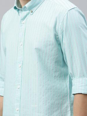 light blue striped casual shirt - 17595013 - Standard Image - 5