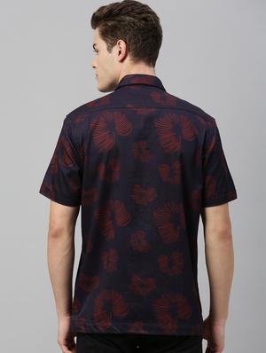 navy blue printed casual shirt - 17595018 - Standard Image - 3