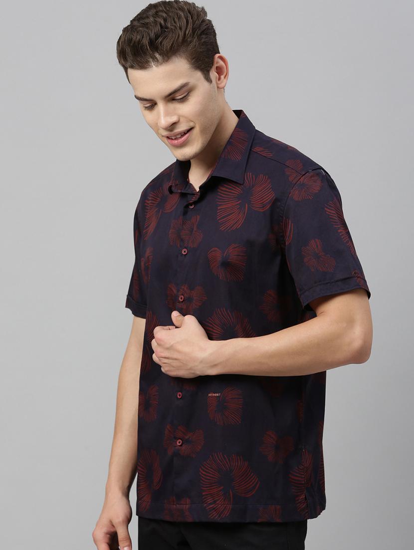 navy blue printed casual shirt - 17595018 - Zoom Image - 2