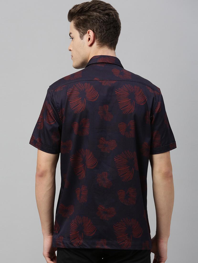 navy blue printed casual shirt - 17595018 - Zoom Image - 3