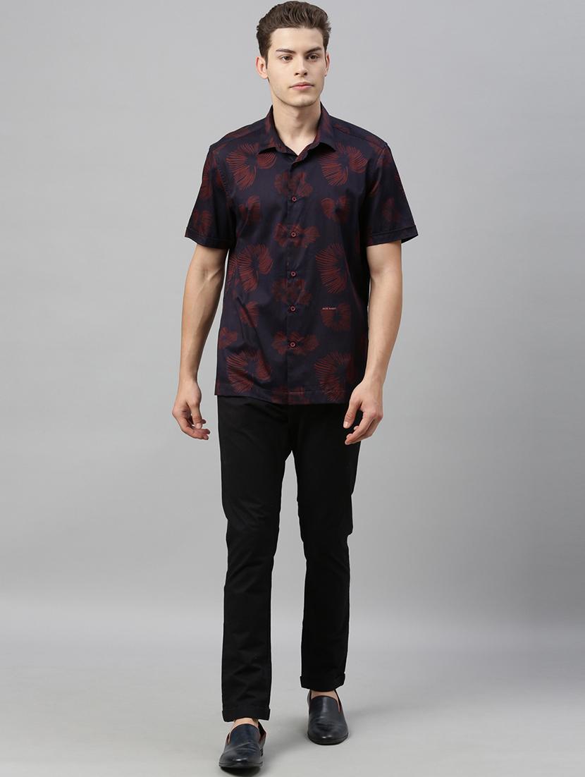navy blue printed casual shirt - 17595018 - Zoom Image - 4