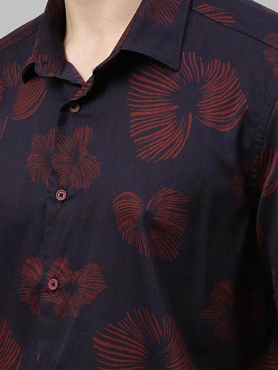 navy blue printed casual shirt - 17595018 - Zoom Image - 5