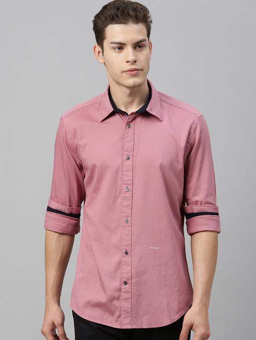pink solid casual shirt - 17595022 - Standard Image - 1