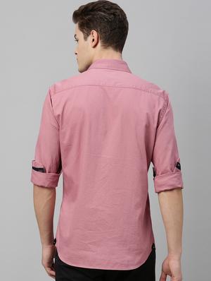 pink solid casual shirt - 17595022 - Standard Image - 3