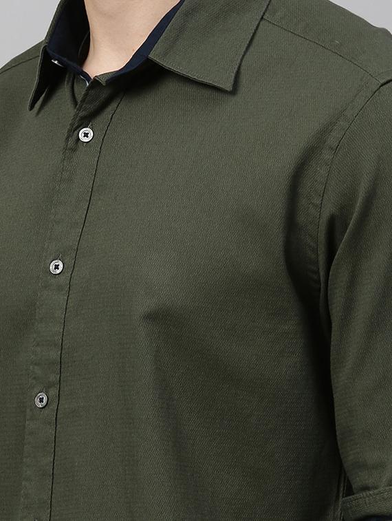 olive green solid casual shirt - 17595024 - Zoom Image - 5