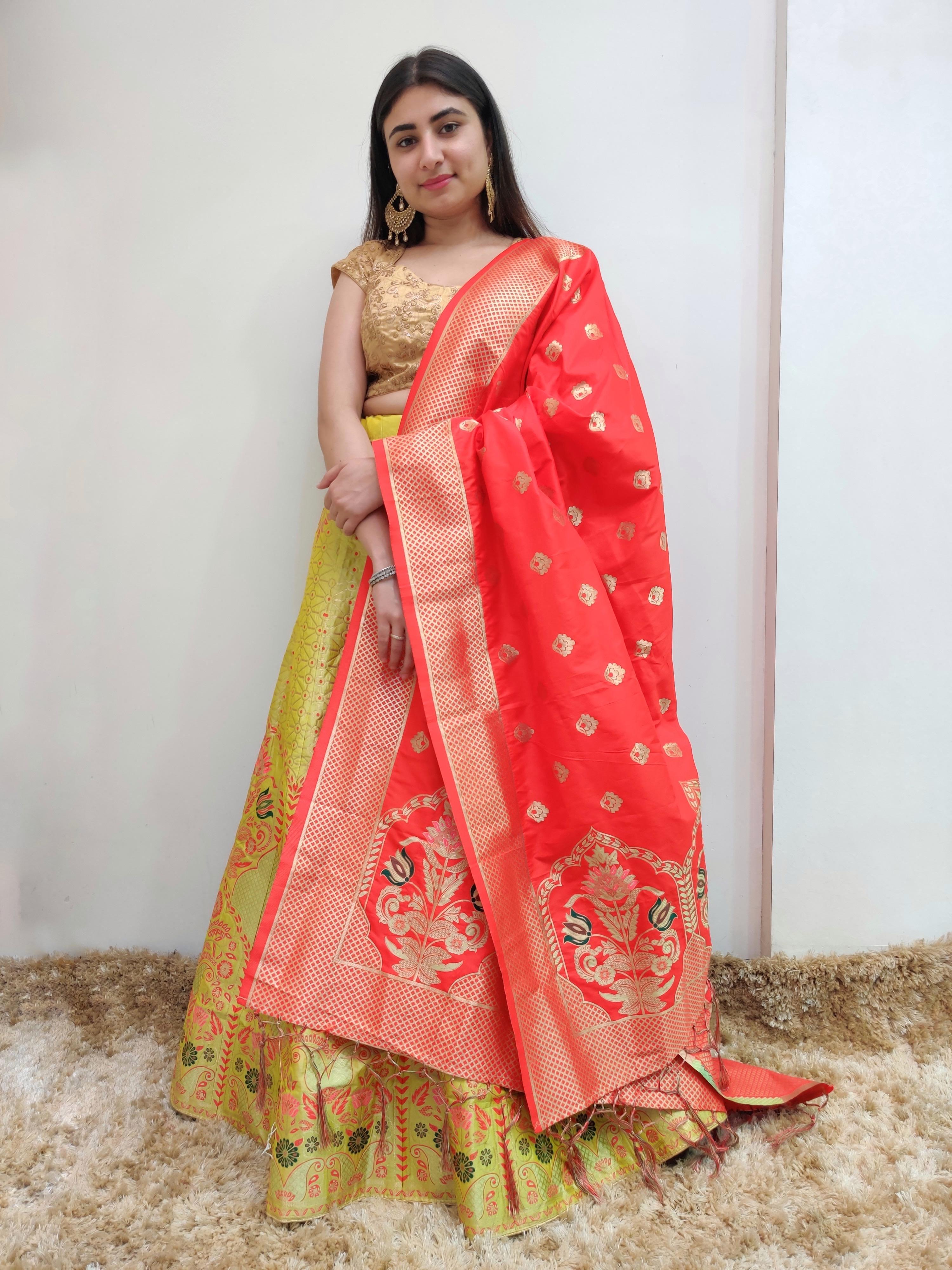 banarsi silk lehenga set - 17595097 - Zoom Image - 1