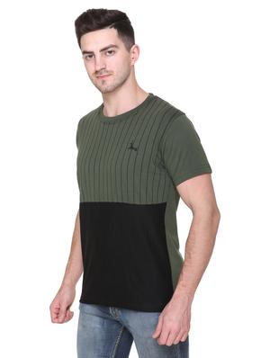 olive green striped cut & sew t-shirt - 17595138 - Standard Image - 2