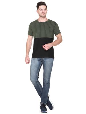 olive green striped cut & sew t-shirt - 17595138 - Standard Image - 4
