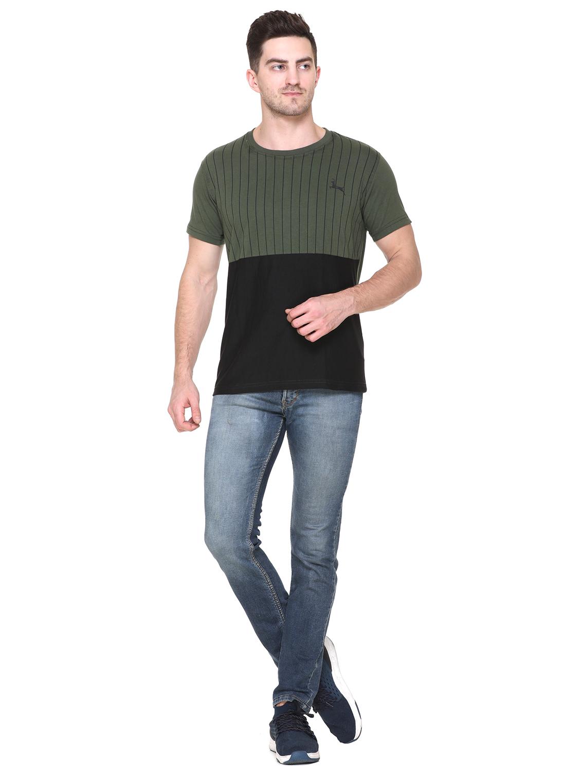 olive green striped cut & sew t-shirt - 17595138 - Zoom Image - 4