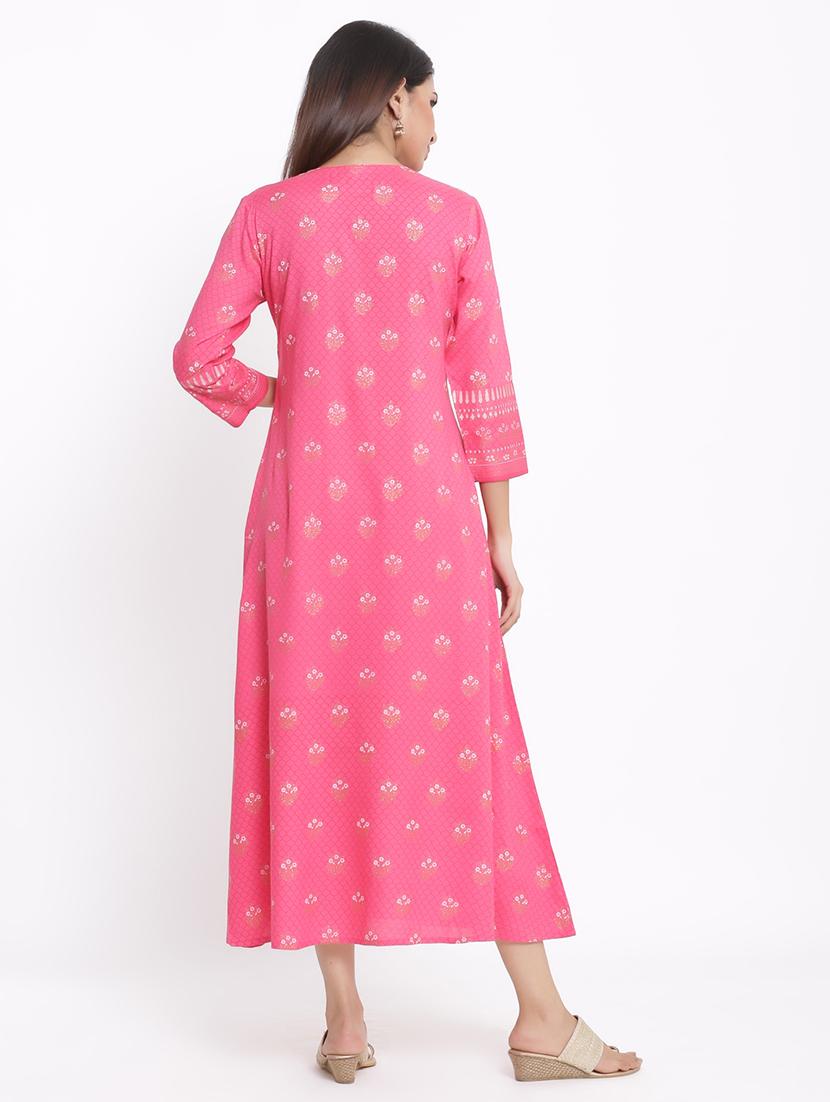 peach printed straight kurti - 17595215 - Zoom Image - 3