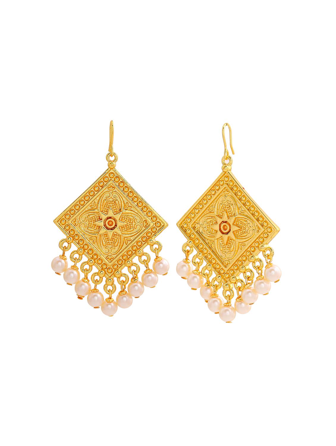 gold metal drop earring - 17595701 - Zoom Image - 3