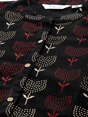 black printed a-line kurta - 17595714 - Standard Image - 4