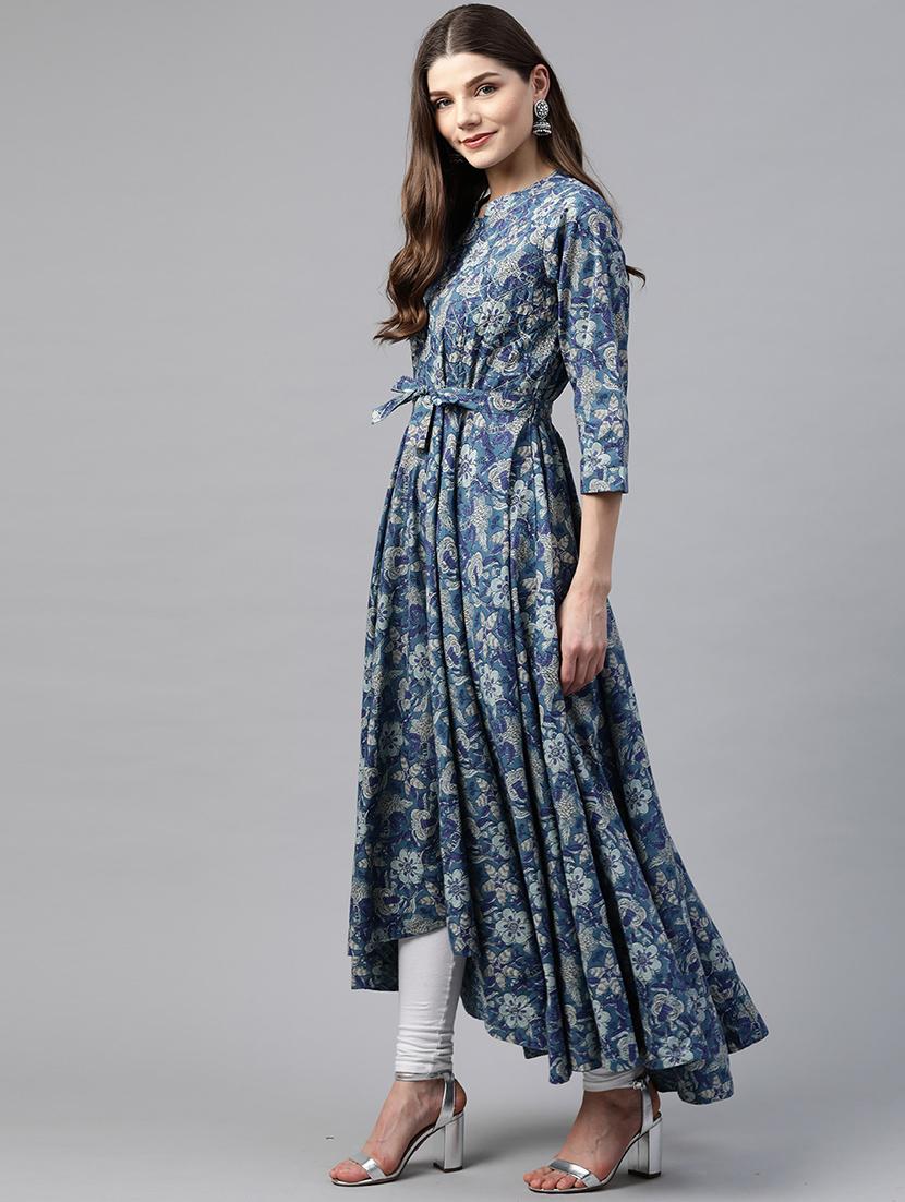 blue printed anarkali kurta - 17595716 - Zoom Image - 2