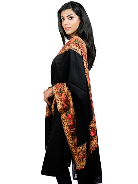 black aari hand embroidery stole - 17596055 - Zoom Image - 2
